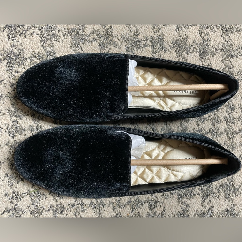 Birdies Size 8 Starling Black Velvet Flat Sz 8